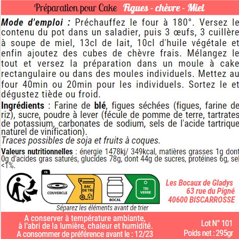 Cake Apéritif sucré salé - Figues Chèvre Miel / Nouveau