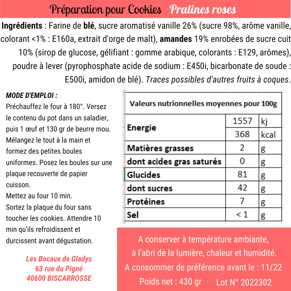 cookies pralines roses