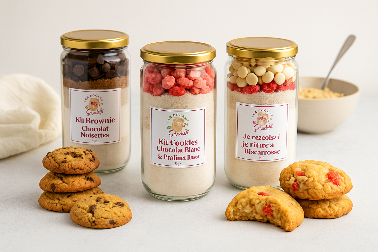 Tous les bocaux gourmands – Kits prêts à pâtisser personnalisés