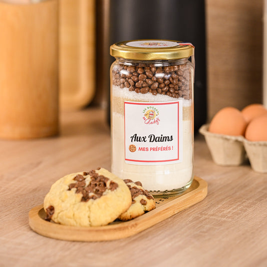 Bocal de cookies aux Daims prêts à pâtisser avec message personnalisé – cadeau gourmand artisanal Made in France