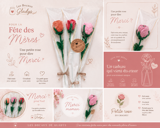 Rose en crochet faite main – Cadeau original Fête des Mères & Merci