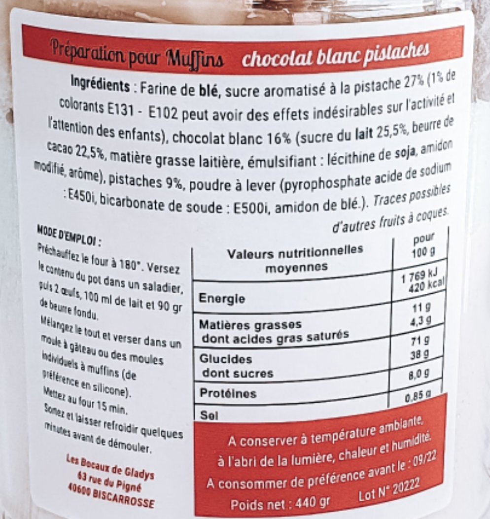 Muffins Pistache Chocolat Blanc I  Kit à pâtisser facile