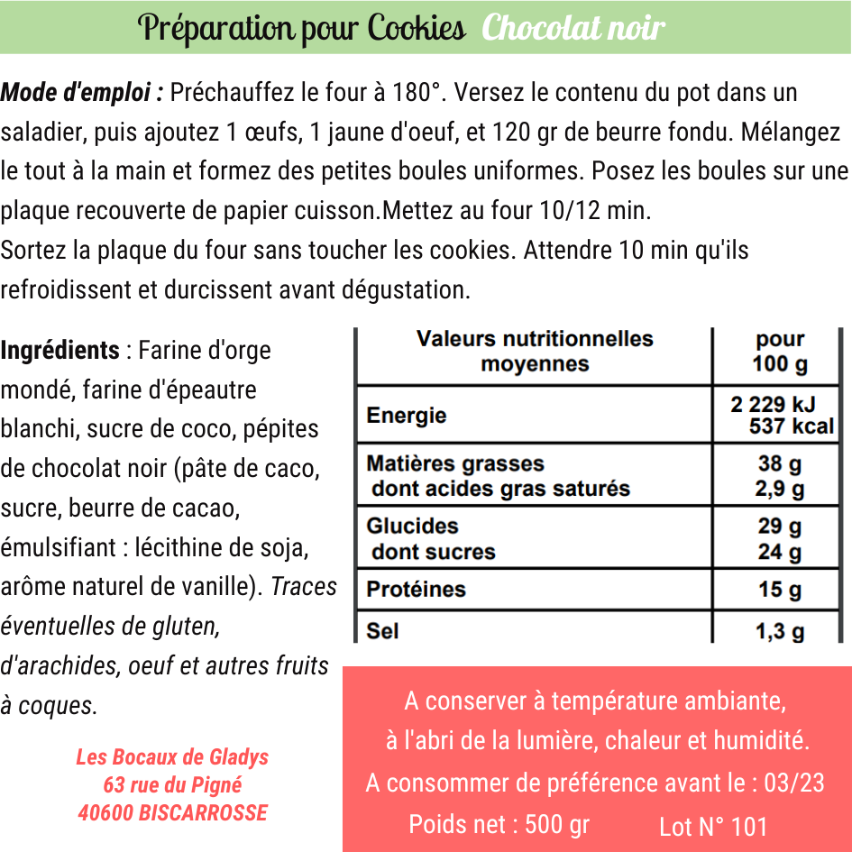 Cookies chocolat noir - healthy