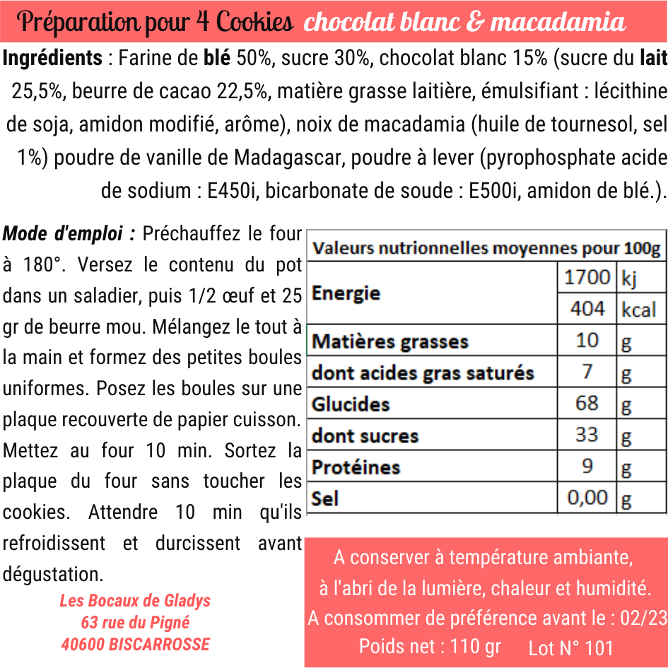 Cookies Noix de macadamia et chocolat blanc
